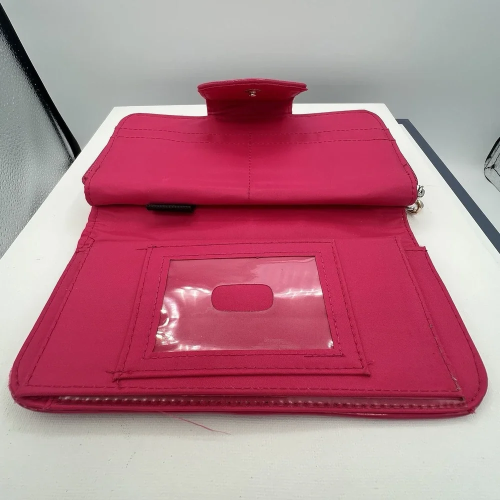 Wristlet Pink Heart Wallet W/Check Book Holder‎ Pink Patent Leather Accents